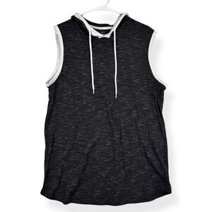 Modern Culture Sleeveless Shirt Mens XL Black White Hooded with Drawstring